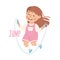 Little Girl Jumping Rope Demonstrating Vocabulary and Verb Studying Vector Illustration