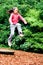 Little girl leaps on air
