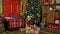 Little girl looking Gift under the Christmas tree