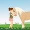 Little girl loves the horse