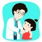 Little girl on medical check up with male pediatrician doctor.