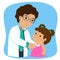 Little girl on medical check up with male pediatrician doctor c