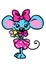 Little girl mouse gift bouquet flowers illustration