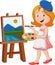 Little girl painting on a canvas