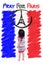 Little girl painting Eiffel Tower logo. Pray for Paris. 13 November