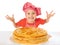 Little girl with pancakes