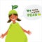 Little girl in pear costume illustration