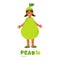 Little girl in pear fruit costume
