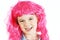 Little girl with pink wig