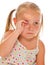 Little girl with plaster on head