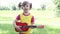 Little girl play guitar