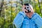 Little girl playing at amateur photography