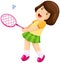 Little girl playing badminton