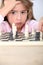 Little girl playing chess