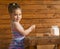 Little girl playing with dough