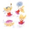 Little girl playing. Greeting card cute Cartoon Girl