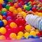 Little girl playing in inflatable bouncing castle