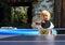 Little girl playing ping-pong