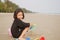 Little girl playing sandy on the beach