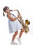 Little girl playing saxophone