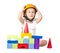 Little girl playing wiht blocks