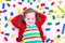 Little girl playing with wooden blocks