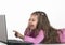 Little Girl pointing at monitor