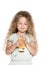 Little girl portrait orange juice drink