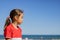 Little girl posing on the beach