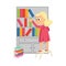 Little Girl Putting Books on Bookcase or Bookshelf Vector Illustration