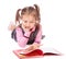 Little girl reading a book