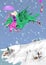 Little girl riding a dragon in snow storm