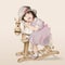 Little girl on a rocking horse