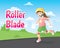 Little girl roller blading