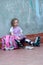 Little girl with roller skates