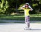 Little girl with roller skates
