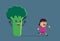 Little girl run away from broccoli
