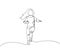 Little girl running and jumping one line art. Continuous line drawing of child, childhood, play, boy, girl, active games