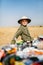 Little girl on safari bush breakfast