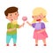 Little Girl Sharing Candy with Boy Vector Illustration