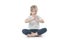 Little girl sitting in lotus position isolate