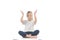 Little girl sitting in lotus position isolate