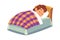 Little girl sleeping in bed. Happy child sleeps under duvet in bedroom, peacefully sleep on mattress, bedtime kids