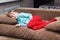 Little girl sleeps like a top on couch