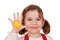 Little girl with smiley on hand portrait