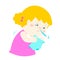 Little girl sneezing cartoon .
