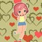 Little girl in sports shorts and a T-shirt. Flirts. Handsome fashionable child. Vector illustration