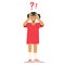 Little Girl Stand Under Question and Exclamation Mark Looking through Binoculars of Fingers. Child Search Information