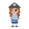 Little girl standing in halloween pirate costume
