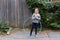 Little girl standing with hula hoop